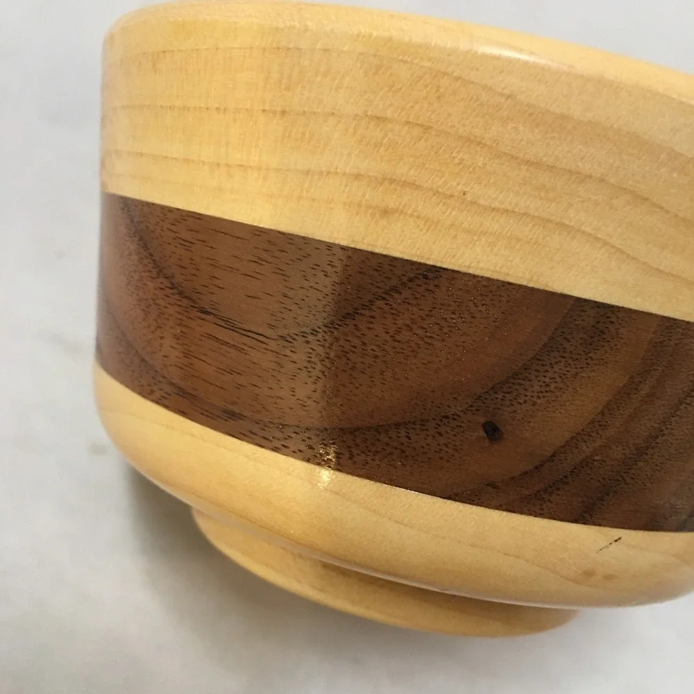 Hand Turned Wood Bowl Unisex Small Tan Brown Two Tone Cottagecore Farmhouse